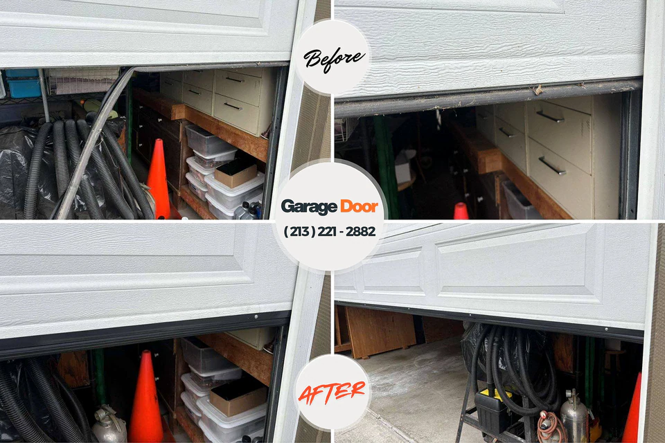 Before and after: garage door repair Burnham, IL